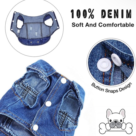 COPY - Dog denim jean jacket - Picture 3 of 12